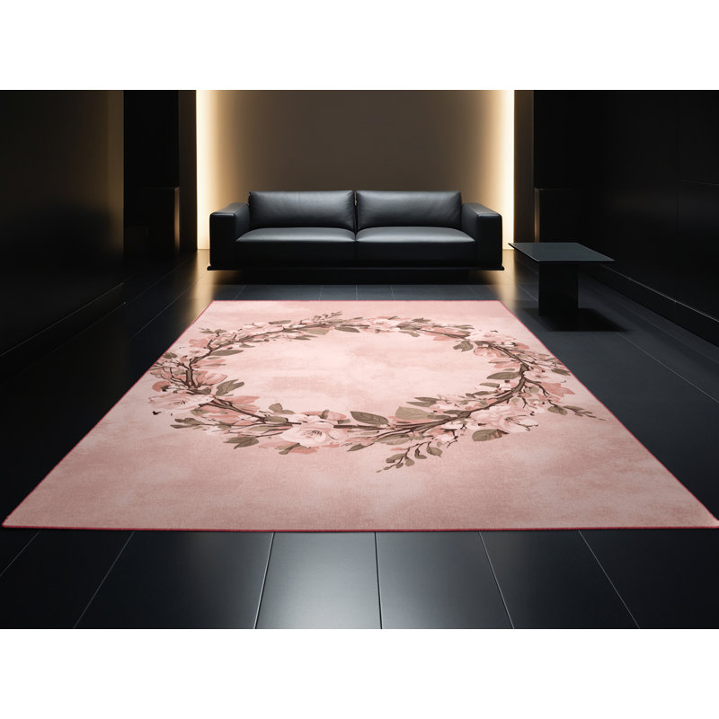 Tapis rose et rose moderne lavable à la machine Norridge, 6 X 9