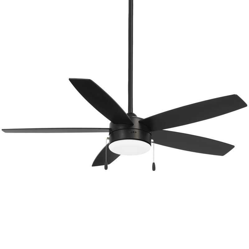 52" Airetor 5 - Blade LED Standard Ceiling Fan with Pull Chain and Light Kit Included, Coal