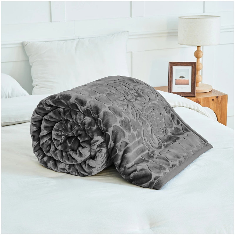 Standard Throw Blanket, CHARCOAL Floral