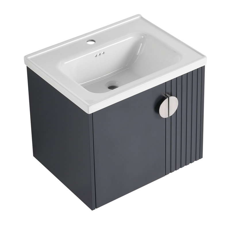 Meuble-lavabo 24 po avec lavabo, Noir, noir, noir, noir