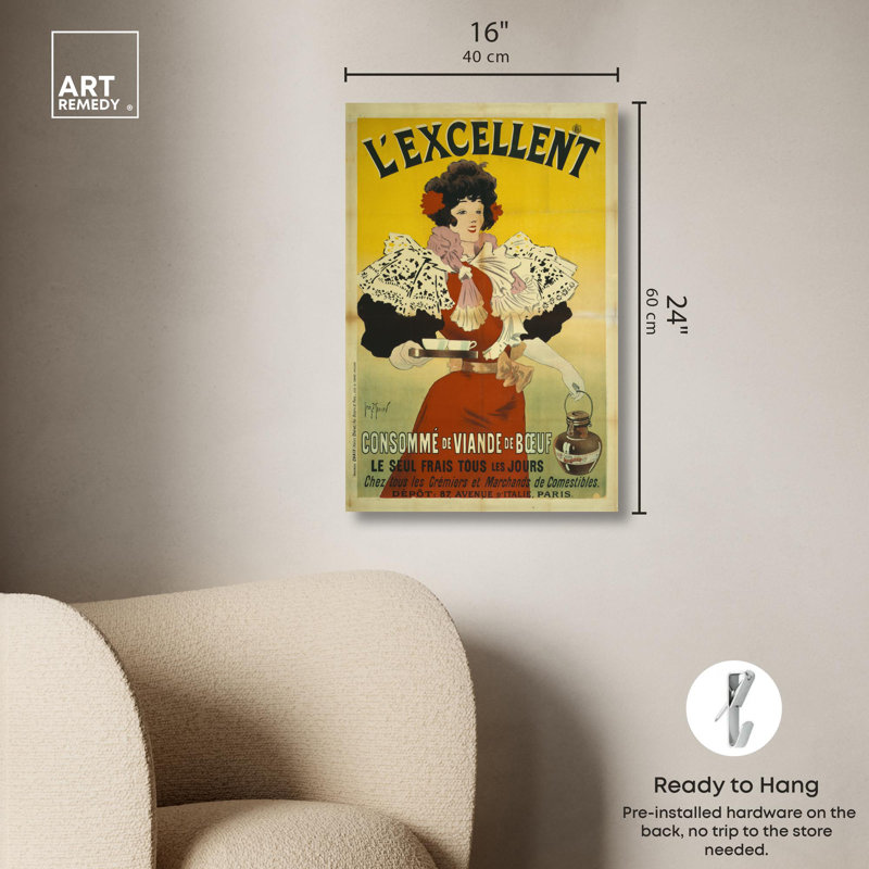 «Lexcellent consomme», reproduction d'art sur toile par Art Remedy, H 24 po x l 16 po, Toile tendue