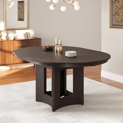TOPMAX Farmhouse Extendable Round Dining Table with 16inch Removable Leaf for Small Places, Espresso
