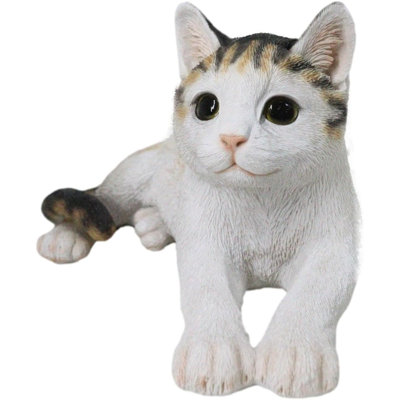 Statue réaliste de chat chaton Calico réaliste à poil court 14,25 po