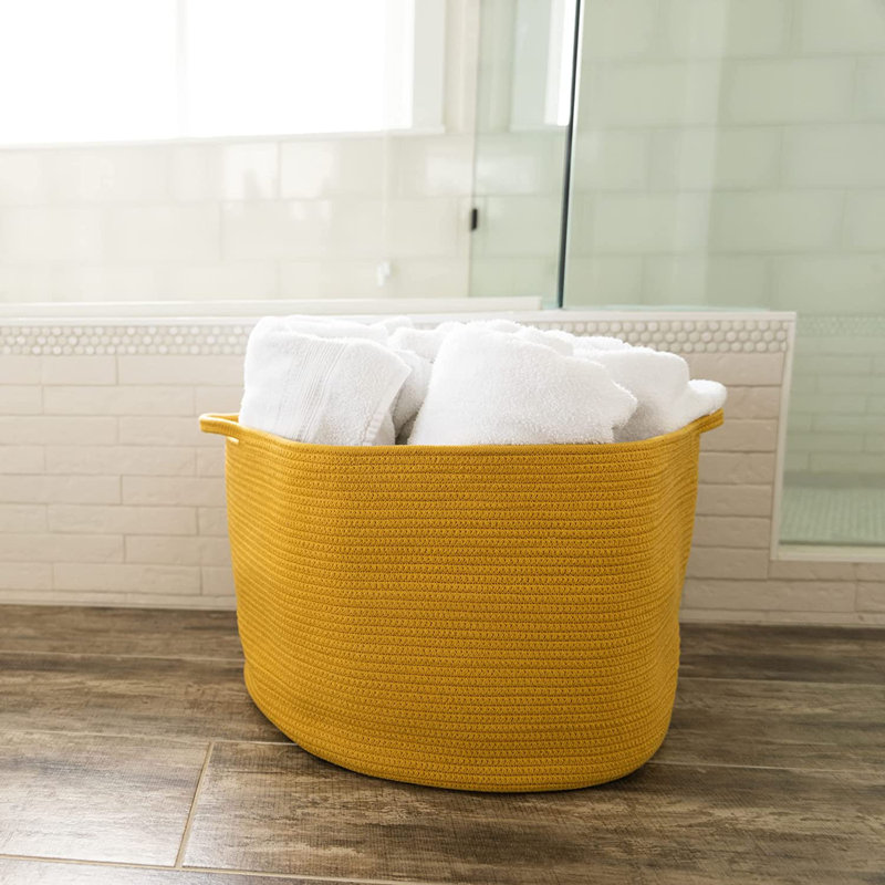 Laundry Cotton Basket, Yellow, 14" H x 20" W x 20" D