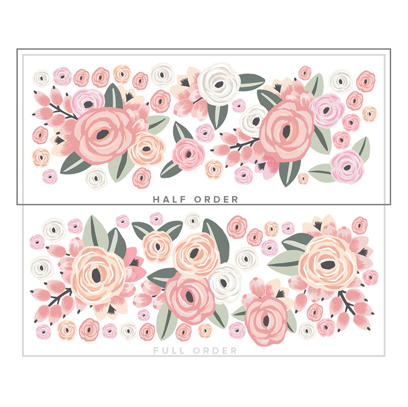Décalcomanie murale demi-commande ternie les fleurs