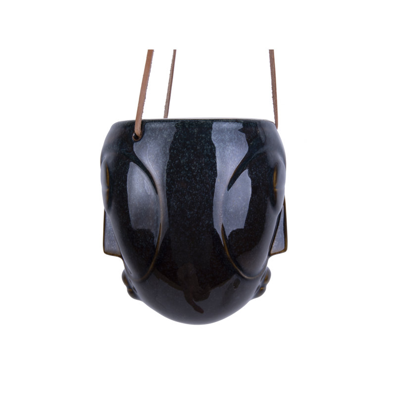 Handmade Ceramic Hanging Planter, Dark Brown