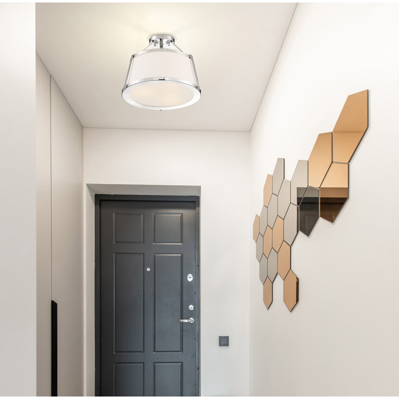 Plafonnier semi-encastré 3 lumières 15,5 po Vonnie, Nickel poli