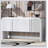 Striped Storage Cabinet with 4 Doors , Adjustable, Suitable for Study,Entrance and Living Room-641306758