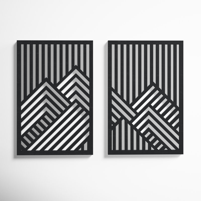 Black and Gray Modern Wood 2-Piece Wall Art Set