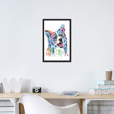Border collie par Lisa Whitehouse - Reproduction d'art graphique sur papier encadré