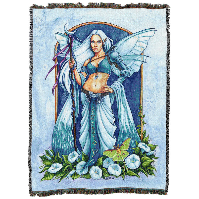 Pure Country Weavers Moon Flower Fairy Blanket by Jane Starr Weils - Gift Fantasy Tapestry Throw Woven from Cotton - Made in The USA (72x54)
