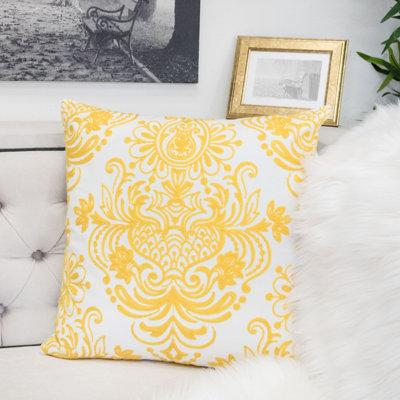 Valria Damask Cotton Throw Pillow