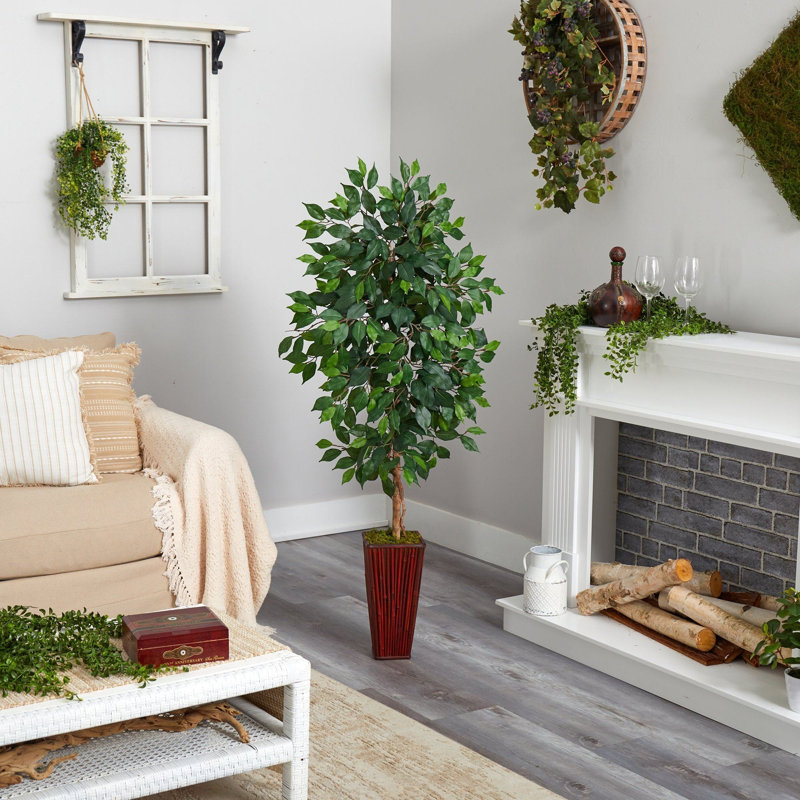Ficus Artificial Tree in Bamboo Planter