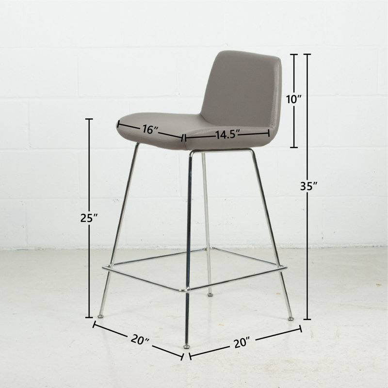 Tabouret de bar et de comptoir Jabreya, Gris, Chrome chrome, Tabouret de comptoir (siège d'une hauteur de 25 p
