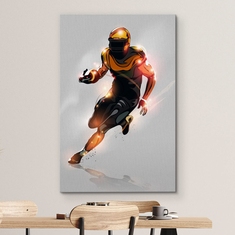 Or brillant et rouge, joueur de course à pied, sportifs, art moderne, urbain rustique, exercice, H 18 po x l 12 po