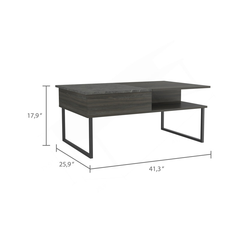 Table basse à plateau relevable Armin, espresso / onyx