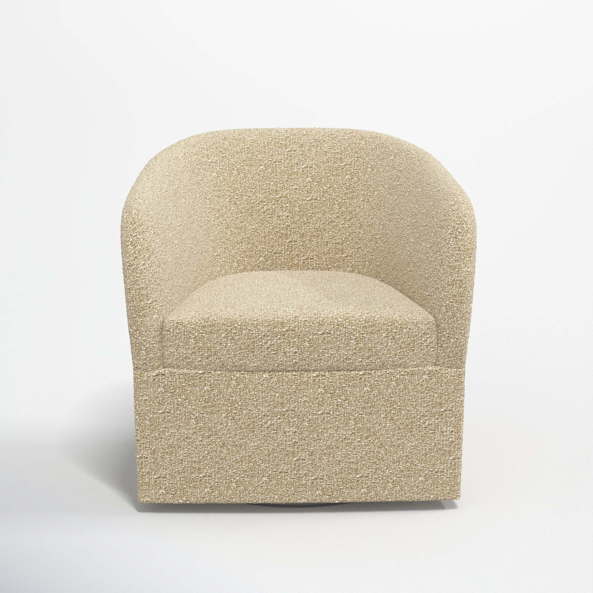 Lesia Upholstered Swivel Barrel Chair, Classic Buff Boucle