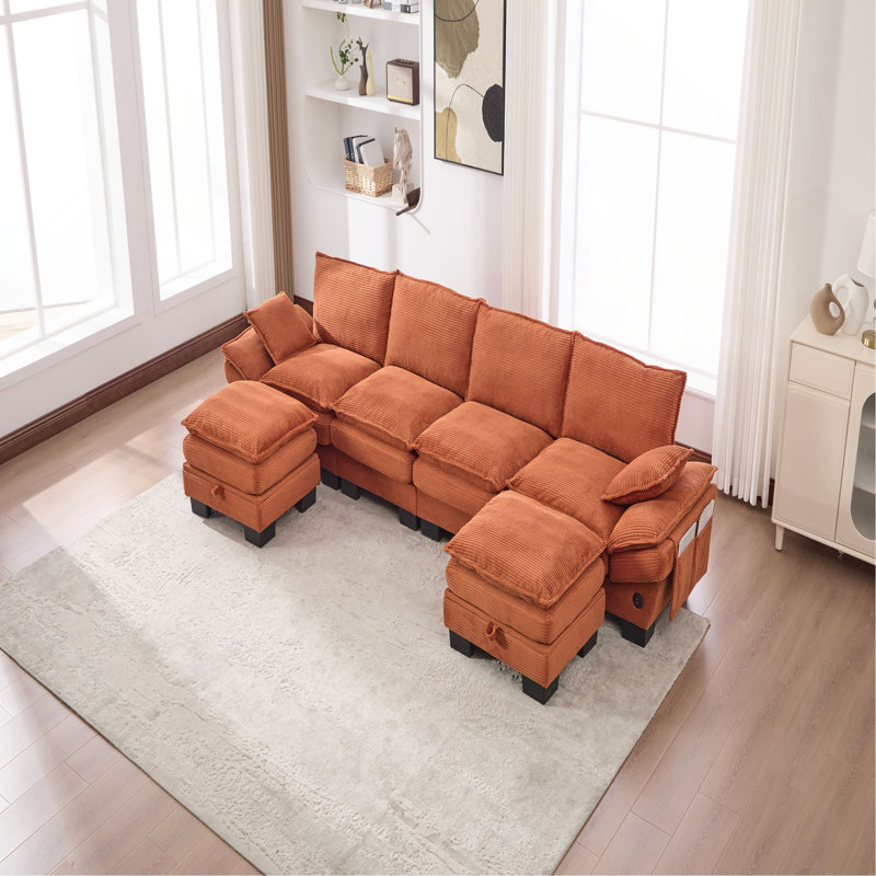 Canapé modulaire modulaire, canapé à assise profonde, canapé en velours côtelé, meubles rembourrés confortables pour le salon, appartement, studio, bureau, ayant plusieurs combinaisons