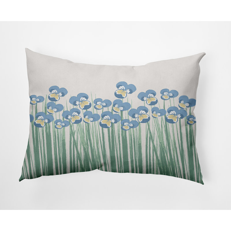 Floral Outdoor Reversible Throw Pillow, Blue