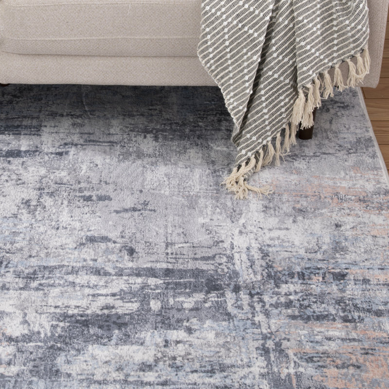 Tapis gris / ivoire touffeté Tashi, Rectangle 5 pi x 7 pi