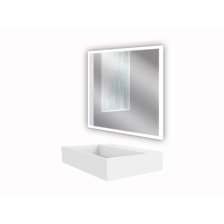 Juniper 24" Solid Surface Wall Mount Modern Minimalist Bathroom Sink and LED Mirror Set