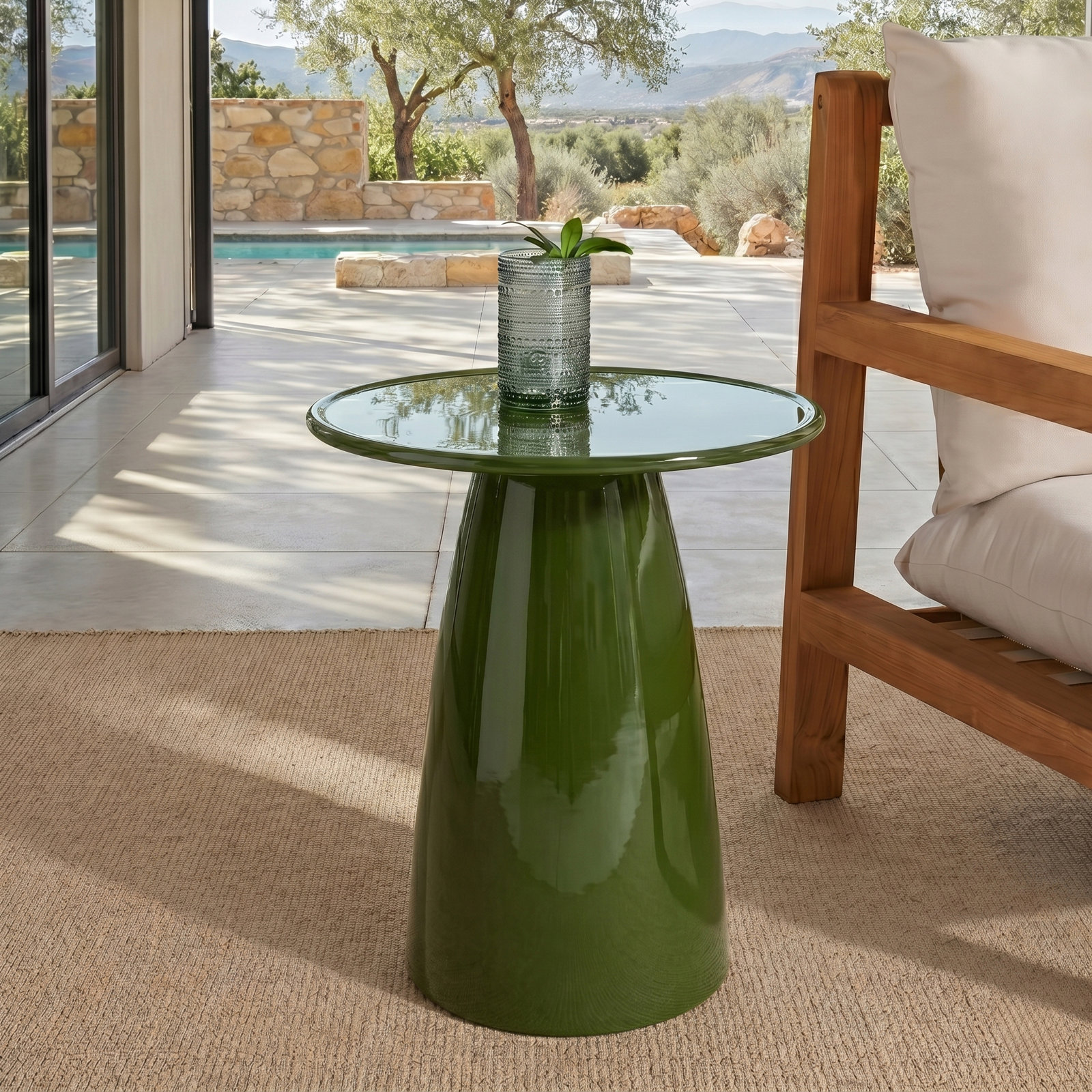 18" End Table, Olive Green