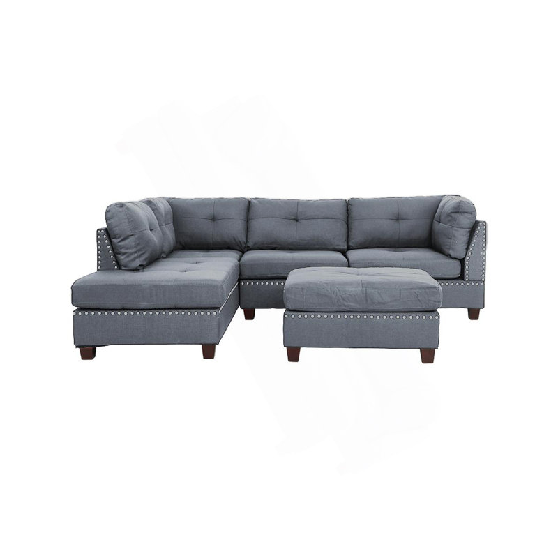3 pièces Canapé modulaire gris et gris