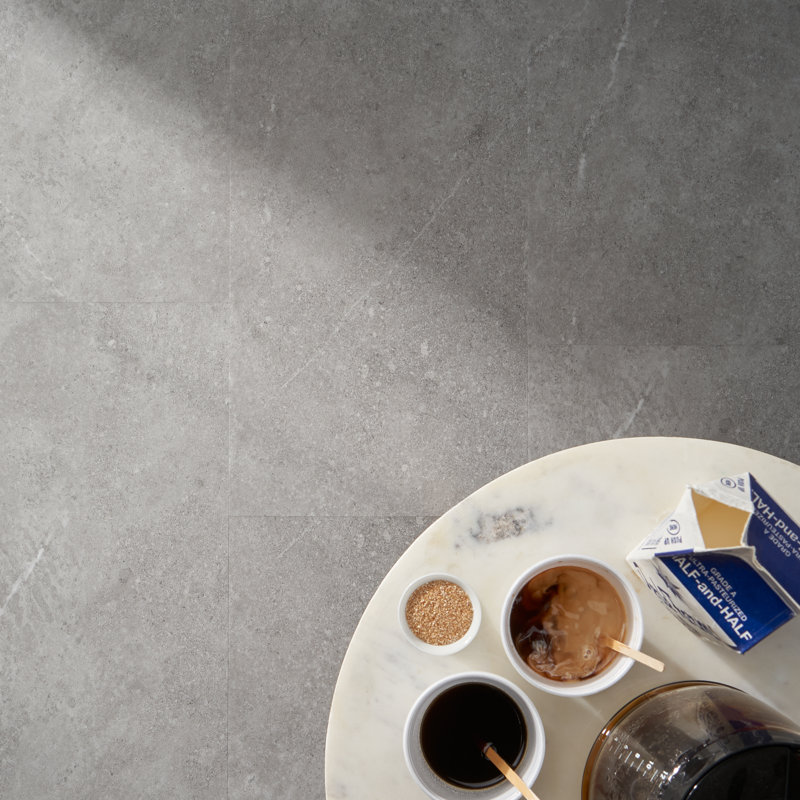 Sandstone 24" x 12" x 5mm Rigid Click-Lock Luxury Vinyl Tile Flooring (28.04 Sq. Ft. / Case), Light Gray