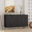 Buffet blanc moderne avec rangement, grand buffet cannelé avec tablettes réglables, crédence, console d'appoint-84544006