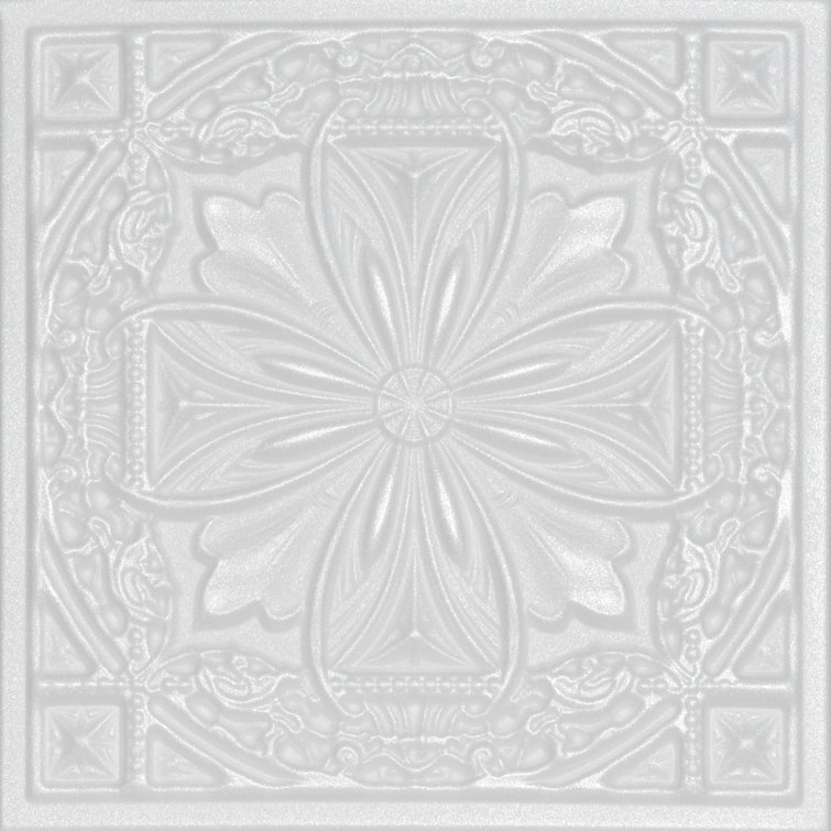 Lucas's Shield 19.6'' L x 19.6'' W Textured Polystyrene Glue Up Ceiling Tile In White