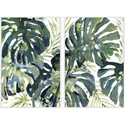 " Watercolor Leaf II " by Marmont Hill 2 - Pieces Painting Print