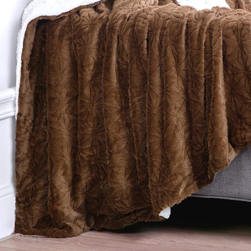 Quilted Heated Throw Blanket, Brown