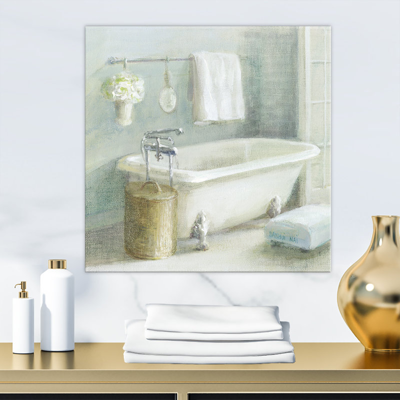 Pastel Bath I - reproduction d'art, H 16 po x l 16 po x p 1 po, Toile tendue