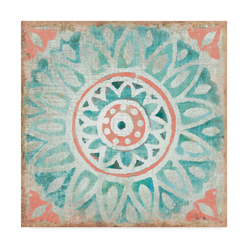 «Ocean Tales Tile VII Coral», reproduction de peinture acrylique sur toile tendue, H 14 po x l 14 po x P 2 po