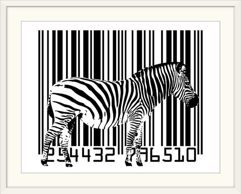 «Francy Zebra Barcode» par Michael Tompsett, impression, H 27 po x l 36 po x p 1,5 po, Toile