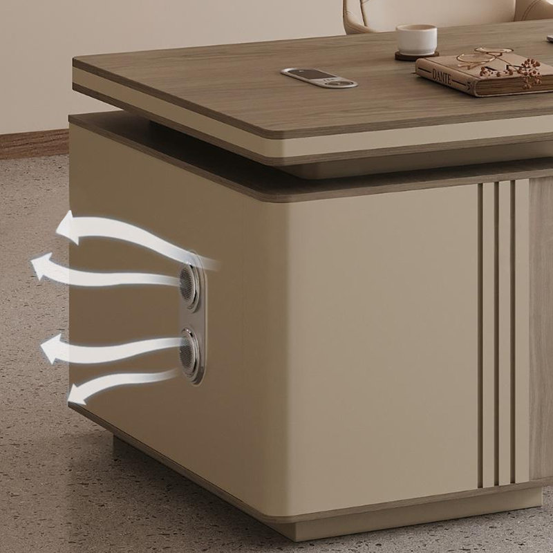 86.61"Modern Minimalist Brown Rectangular Office Desk, 29.53" H x 86.61" W x 31.5" D