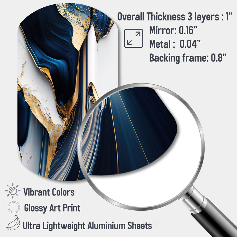 «Abstract Geode Waves Gold I», art mural abstrait en métal asymétrique, impression d'art moderne cylindrique