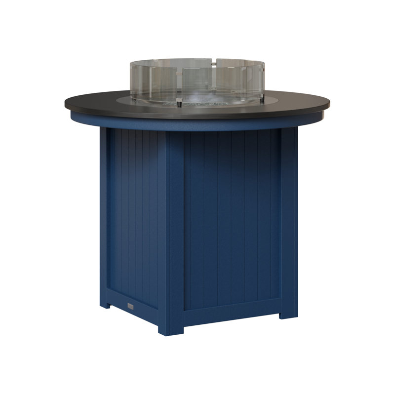 Foyer de table rond à hauteur de comptoir de 44 po Berlin Gardens Donoma, Hammered Top Black with Navy Blue Base