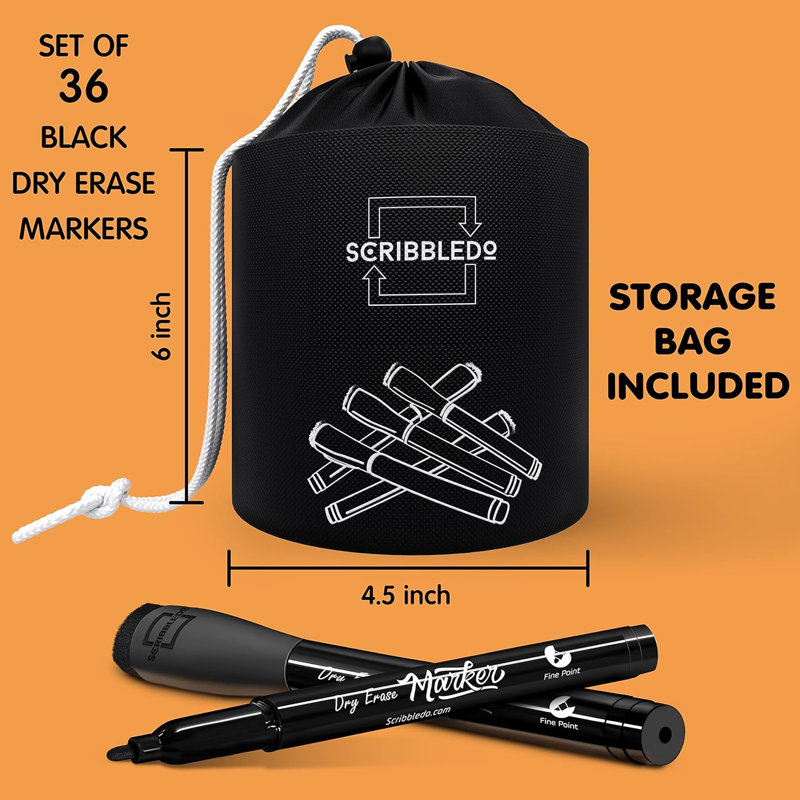 Scribbledo, paquet de 36, marqueurs effaçables à sec avec tableau blanc et capuchon effaçable