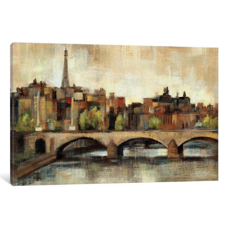 « paris bridge i épices » par silvia vassileva,, reproduction d’art sur toile tendue, H 26 po x l 40 po x P 1,5 po