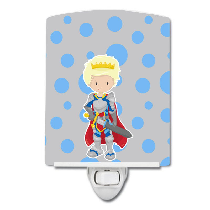 Blonde Boy Knight Ceramic Night Light, Light Yellow Hair
