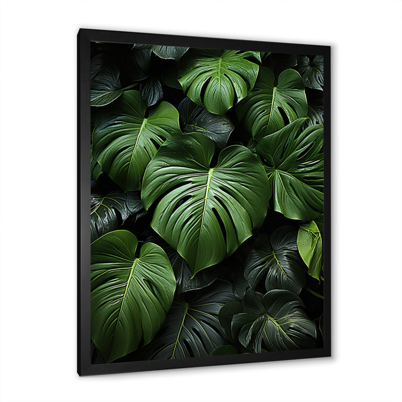 Dominicain, feuillage tropical I sur toile, H 44 po x l 34 po x P 1,5 po, Cadre photo noir