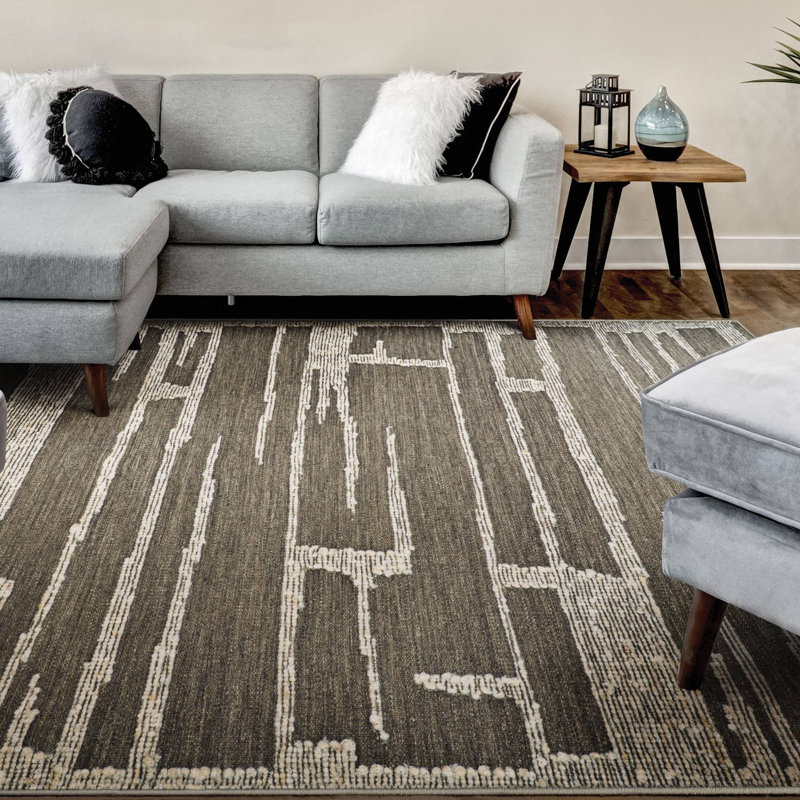 Tapis en laine fabriqué à la main Creslow Karina, Rectangle 9 pi x 12 pi