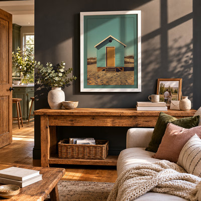 Solitary Beach Hut Coastal - Framed Print