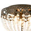 Vintage 3-Light Faceted Crystal Bowl Flush Mount Ceiling Light
