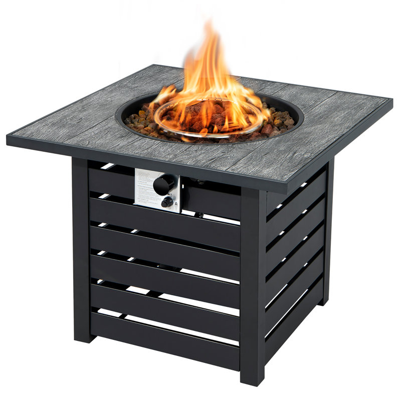 Square Steel Propane Smokeless Fire Pit Table with Hidden Fuel Tank