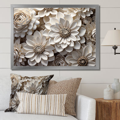 Représentation transparente de zinnias blancs sur toile