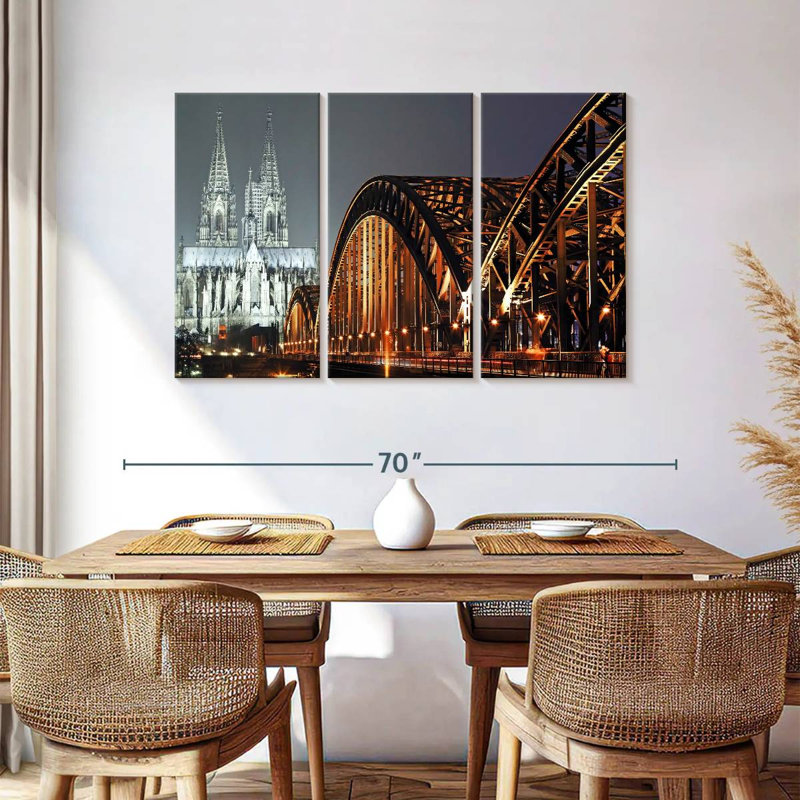 Pont vers la cathédrale de Cologne, H 36 po x l 57 po