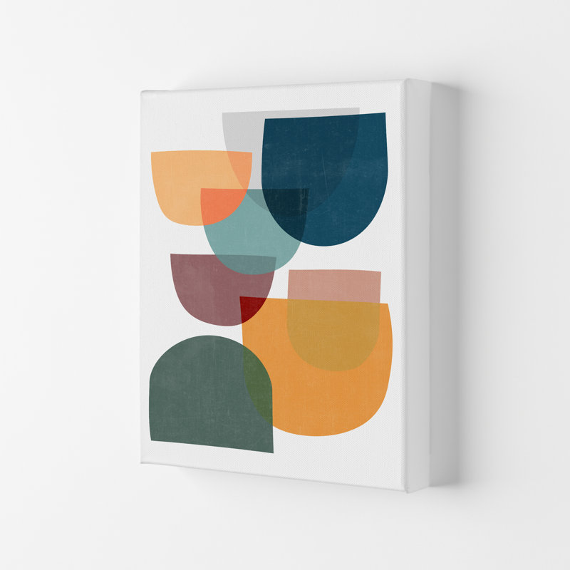 Mid Century Modern Colour A - Print on Canvas, No Frame, 30cm H x 21cm W x 1cm D