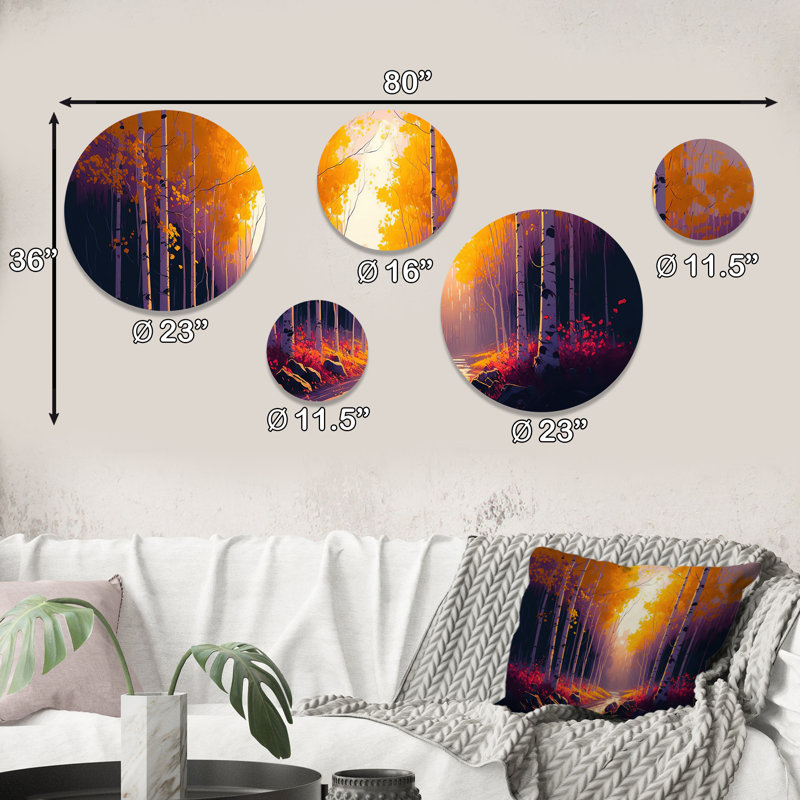 Golden Hour Birch Trees III - Landscape Forest Metal Wall Décor